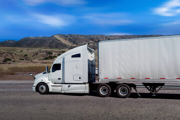  Transport truck running on the highway California,