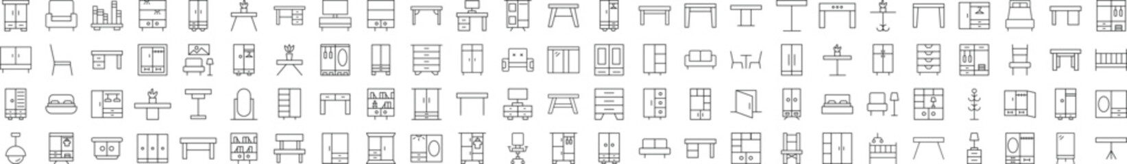 Furniture Linear Icons. Perfect for design, infographics, web sites, apps.