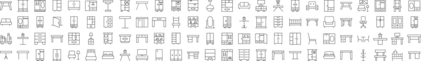 Furniture Modern Linear Icons. Perfect for design, infographics, web sites, apps.