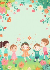 Happy childrens day celebration, vector graphic, AI generated