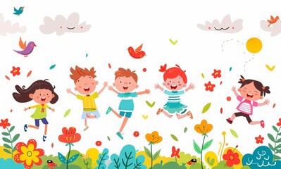 Naklejka premium Happy childrens day celebration, vector graphic, AI generated