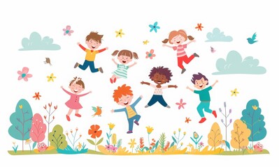 Happy childrens day celebration, vector graphic, AI generated