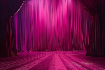 opulent magenta stage curtain with dramatic lighting theater and performance background photo