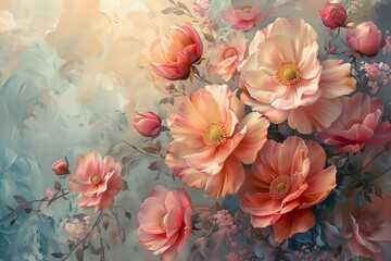 Spring summer border template floral background. Light air delicate artistic image, free space.