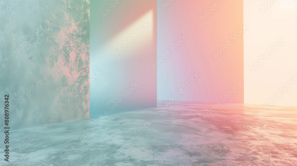 Wall mural abstract gradient light panels in an empty room. minimal natural background for product presentation