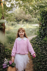 children's photo shoot with lilacs