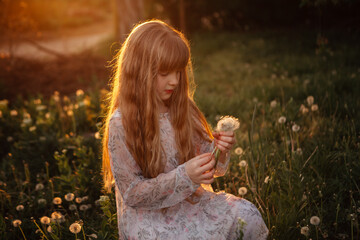 children's photo session with dandelions and butterflies