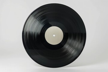 Obraz premium 12-inch vinyl LP record in cardboard cover on white background, Generative AI. Beautiful simple AI generated image in 4K, unique.