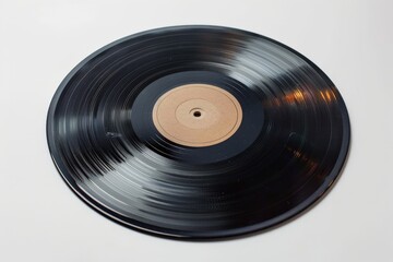 Obraz premium 12-inch vinyl LP record in cardboard cover on white background, Generative AI. Beautiful simple AI generated image in 4K, unique.