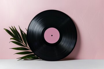 12-inch vinyl LP record in cardboard cover on white background, Generative AI. Beautiful simple AI generated image in 4K, unique.