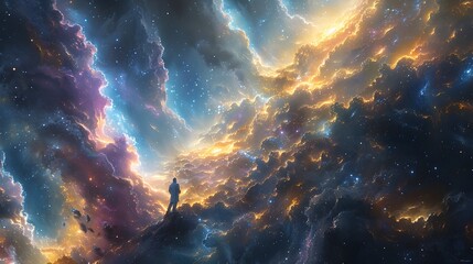Cosmic Ambassador Addresses Interstellar Summit Amidst Stellar Grandeur and Galactic Radiance