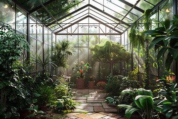 A close-up view of the sturdy metal frame of a greenhouse, highlighting its structure and durability.