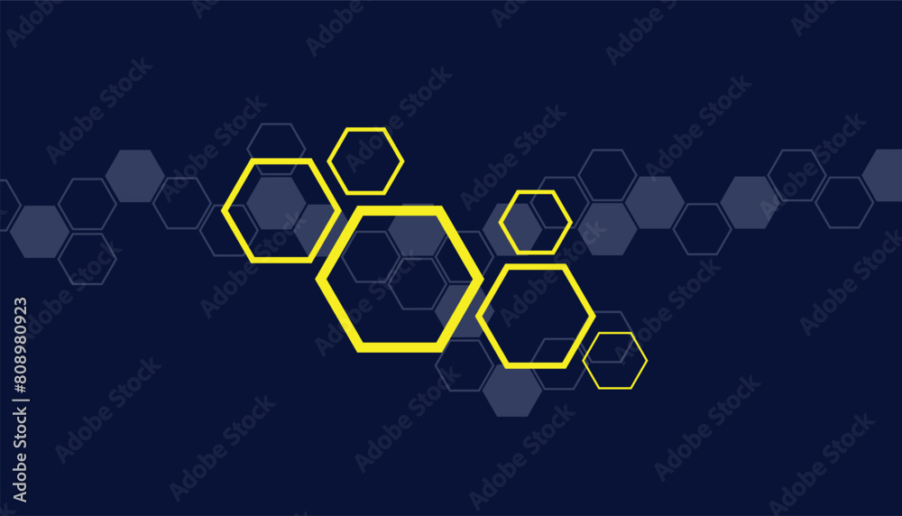 Poster hexagon abstract background, abstract honeycombs with hexagon on dark blue background, bee hive back