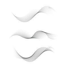 Set of dotted halftone waves. abstract liquid shapes waves, dotted wave line effect isolated on white background, Halftone graphic dots waves set