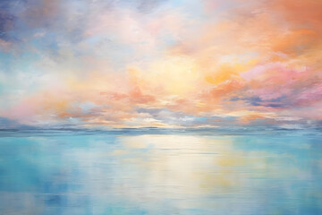 Obraz premium dreamy ocean sunrise. abstract landscape painting, generative ai