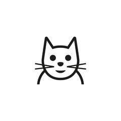 Smiling cat icon. Isolated outline vector on white background.