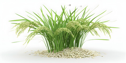  Rice paddy herbs leafy bunches of green leaves and stems obj isolated clean 