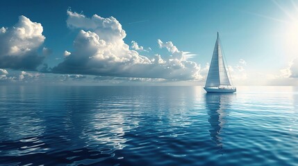 sailboat gliding across a calm blue ocean