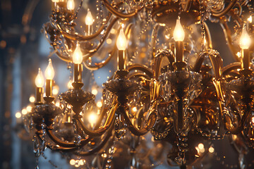 Unique and captivating designer chandeliers illuminate a modern interior, adding elegance and sophistication to the space