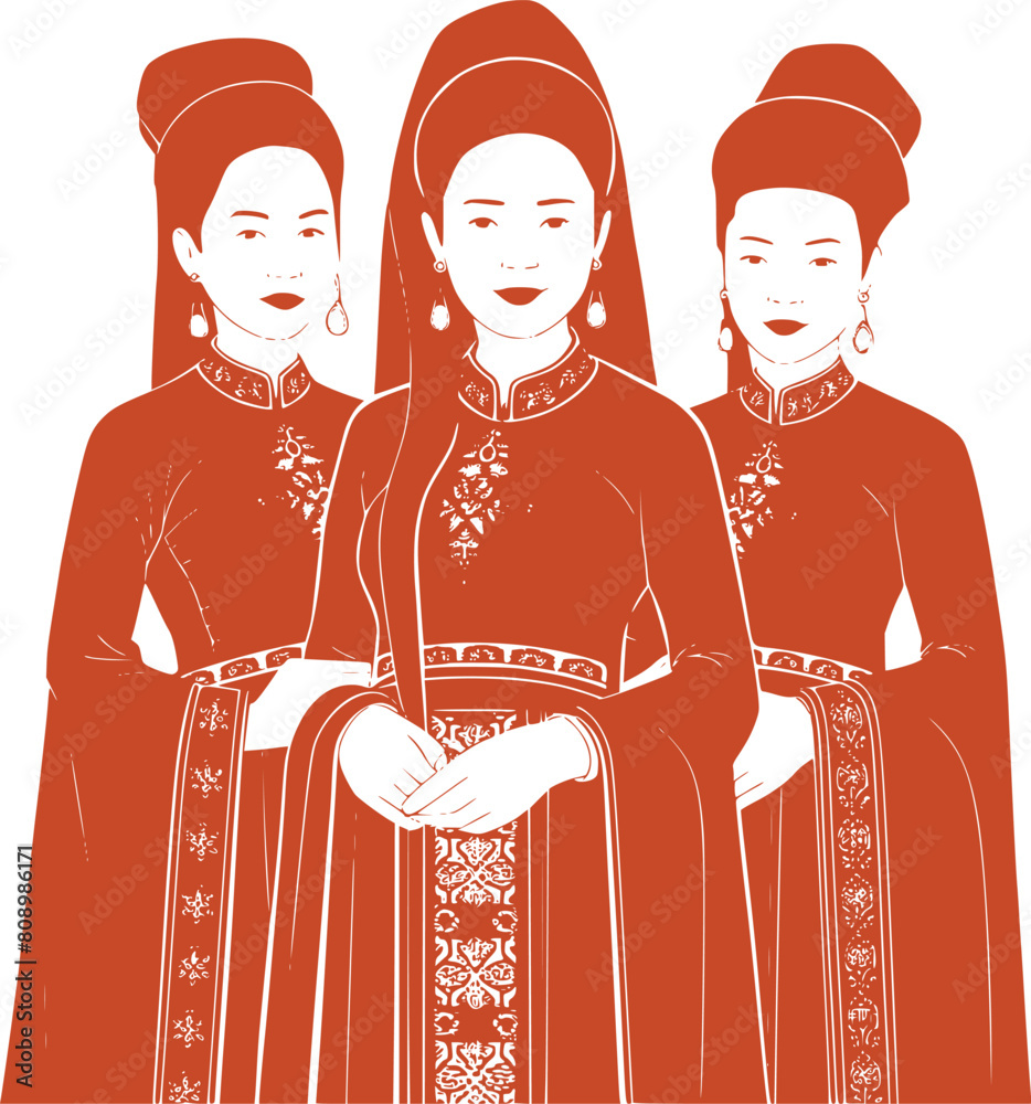 Wall mural Vietnamese Tradition 3 Womens.eps