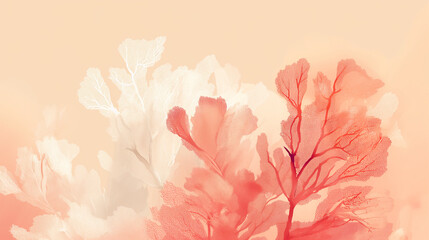 A painting of a tree with pink and white leaves