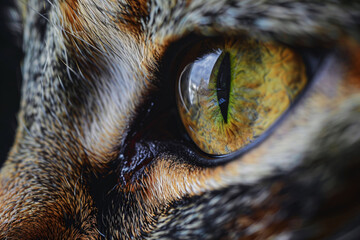 close up of cat with yellow eye