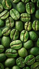 Lush Vibrant Green Coffee Beans Forming a Symmetrical Pattern in a Mesmerizing D Rendered Display of Purity and Clarity