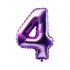  purple foil balloon shaped as the number '4'.
