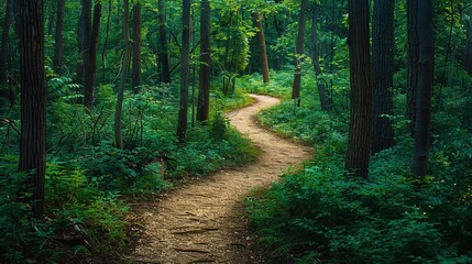 Fototapeta premium scenic hiking trail winding through a dense forest