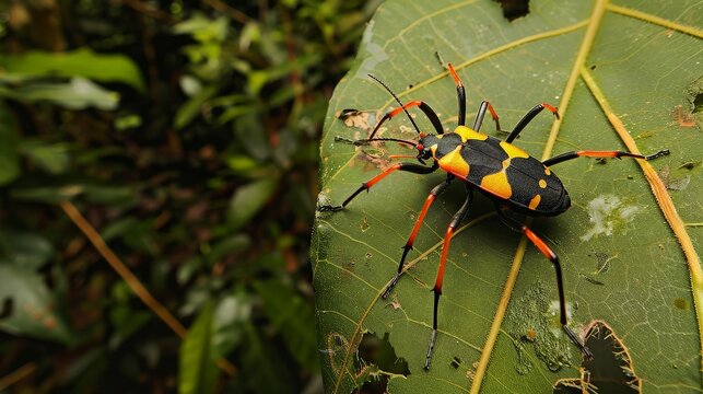 Goliath bug on the leaf in the rainforest Mexico. generative ai