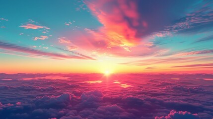 Sky Gradients Sunset: A 3D illustration capturing the gradient of colors in the sky during sunset