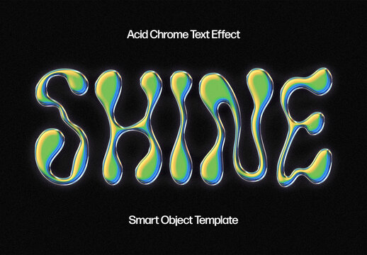 Green Acid Chromatic Text And Logo Effect Mockup