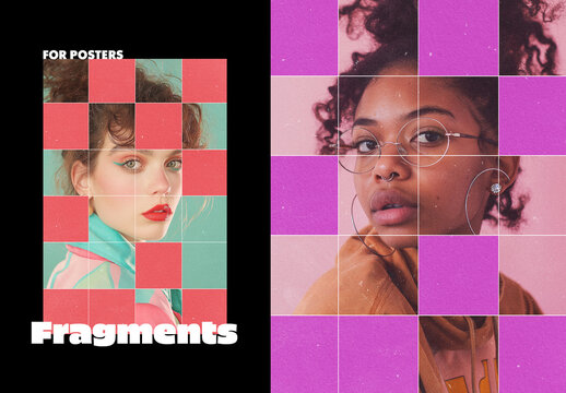 Vintage Mosaic Poster Photo Effect Mockup