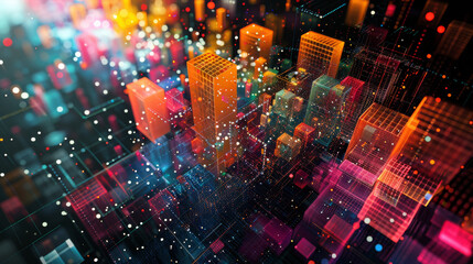 Background digital artwork colorful depicting data visualiz