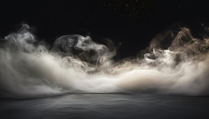 Theatrical smoke rolls out from the bottom of the frame, completely obscuring what lies beyond.