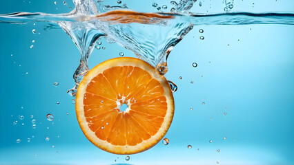 Orange slice drop into water 