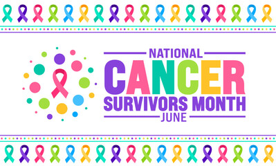 June is Cancer Survivors Month background template. Holiday concept. use to background, banner, placard, card, and poster design template with text inscription and standard color. vector illustration.