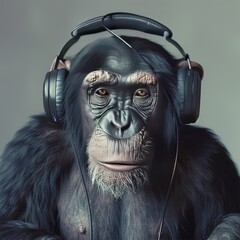 Chimpanzee Jamming Headphones