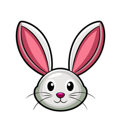 cute rabbit hare face art drawn on white