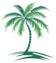 Obraz premium Simplified digital illustration of a palm tree on a small island isolated on transparent background png
