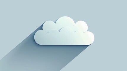 Cloudy Sky Icon, Close-up of a cute, flat design cloud icon with soft, rounded edges and subtle gray shading, ideal for overcast weather graphics