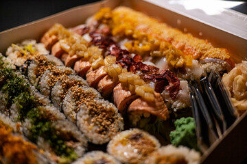 Exquisite Sushi Spread: Indulge in Our Catering Selection of Fresh Rolls