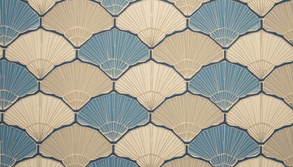 Oriental paper fans background, Japanese pattern design
