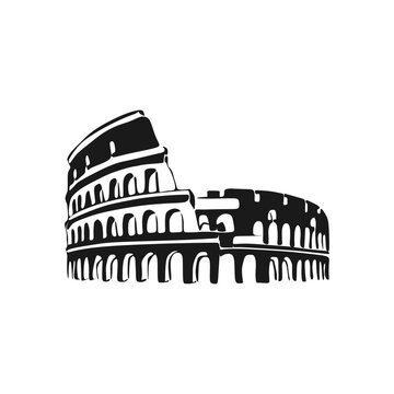Vector silhouette logo of the city of Rome, Italy. Colosseum logo design vector illustration