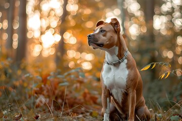 regal american staffordshire terrier dog posing outdoors animal photography portrait