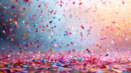 Colored party confetti with a white copyspace Abstract background