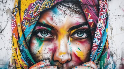 Malowana twarz kobiety na murze