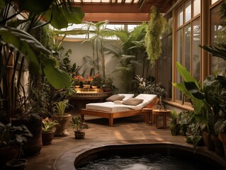 Fototapeta premium A Serene Spa Retreat in a Lush Indoor Garden Setting