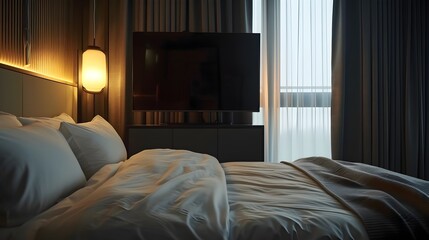 Cozy and Contemporary Bedroom with Built-in Entertainment