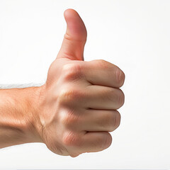 Realistic thumb up hand gesture isolated on white background. Hand thumb up or like sign. Vector